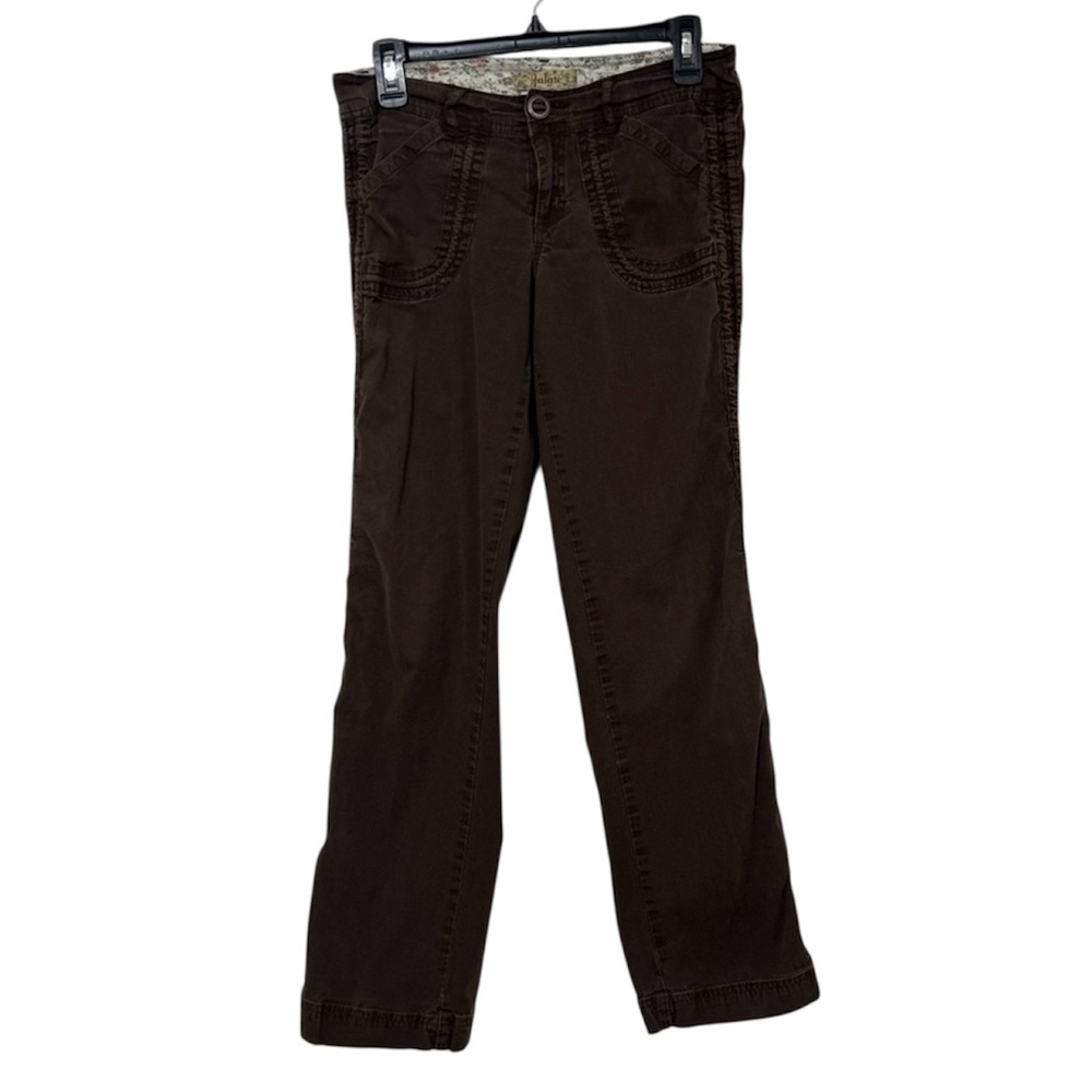 Jalate Low-Rise Brown Chinos with Ruched Detail